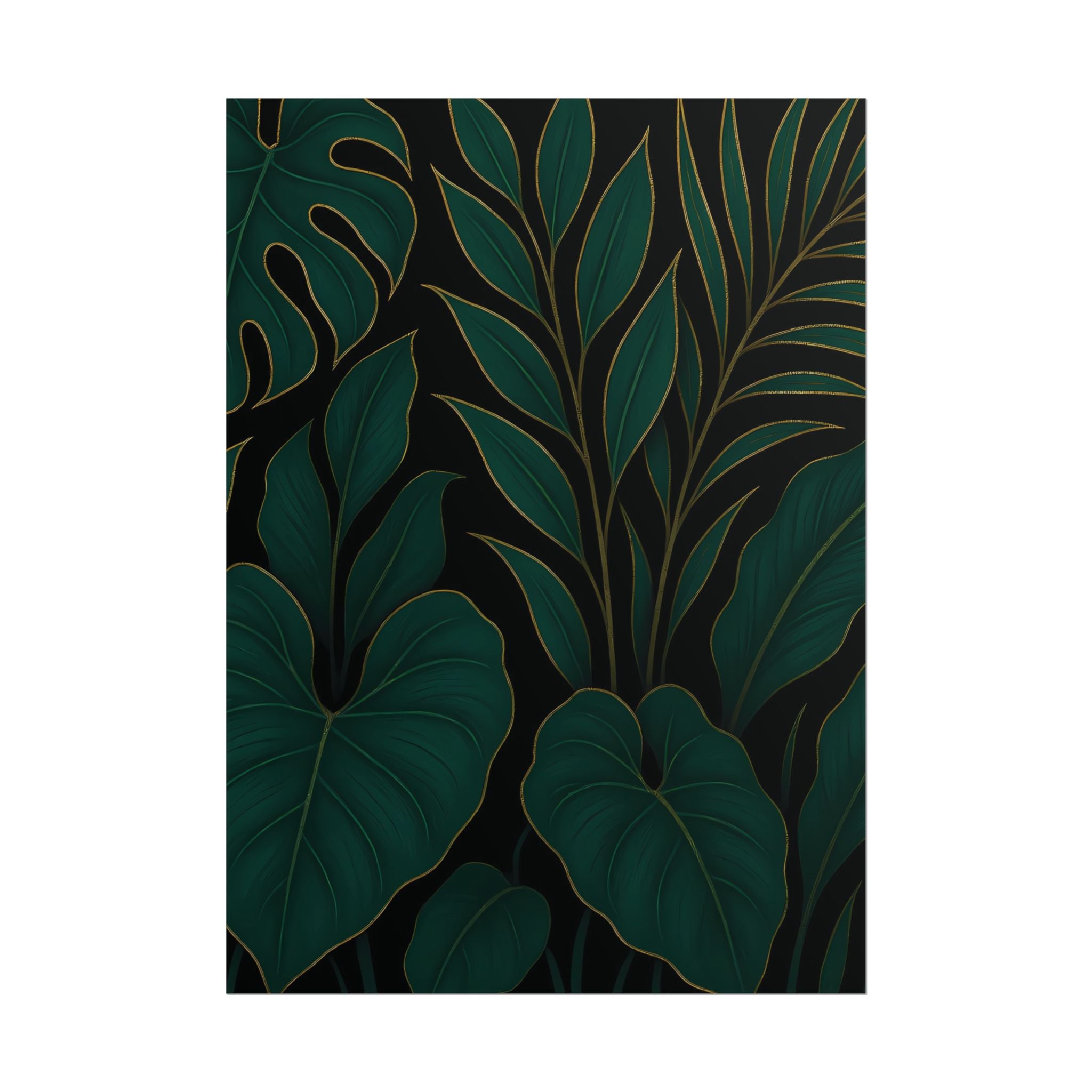 Green Foliage Wall Art Print – Monstera Leaf Poster – Tropical Jungle Botanical Illustration – Modern Plant Home Decor – Unframed